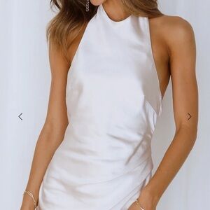 CHIC ADVENTURES SATIN MINI DRESS OYSTER